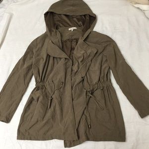 Green suede winter rain coat